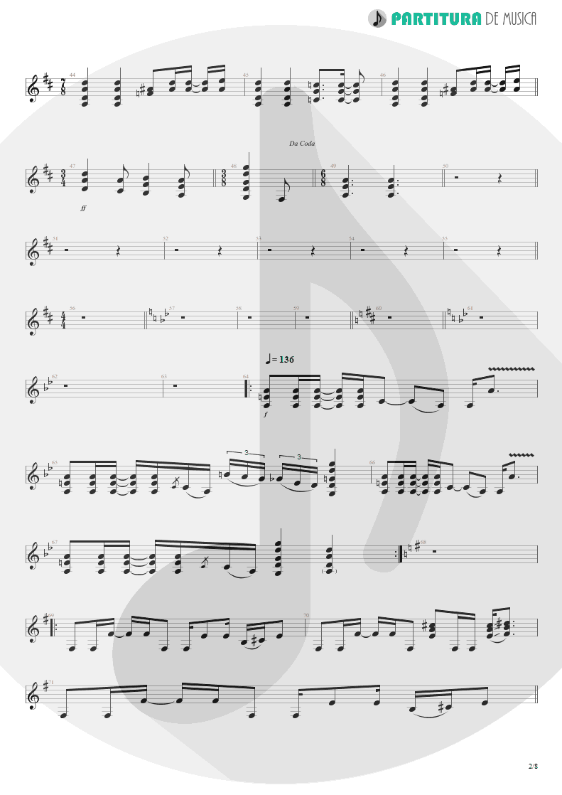 Partitura de musica de Guitarra Elétrica - Damage Control | John Petrucci | Suspended Animation 2005 - pag 2