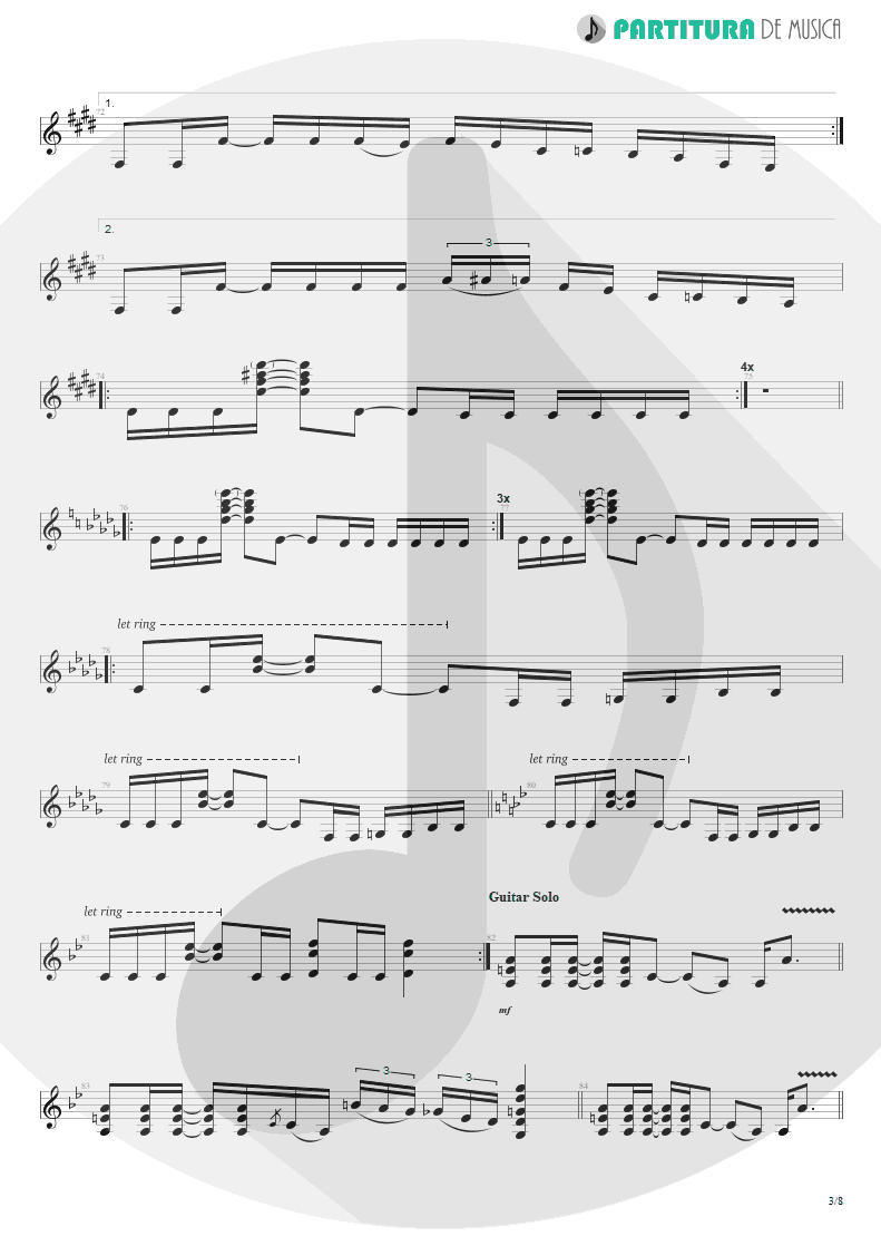 Partitura de musica de Guitarra Elétrica - Damage Control | John Petrucci | Suspended Animation 2005 - pag 3