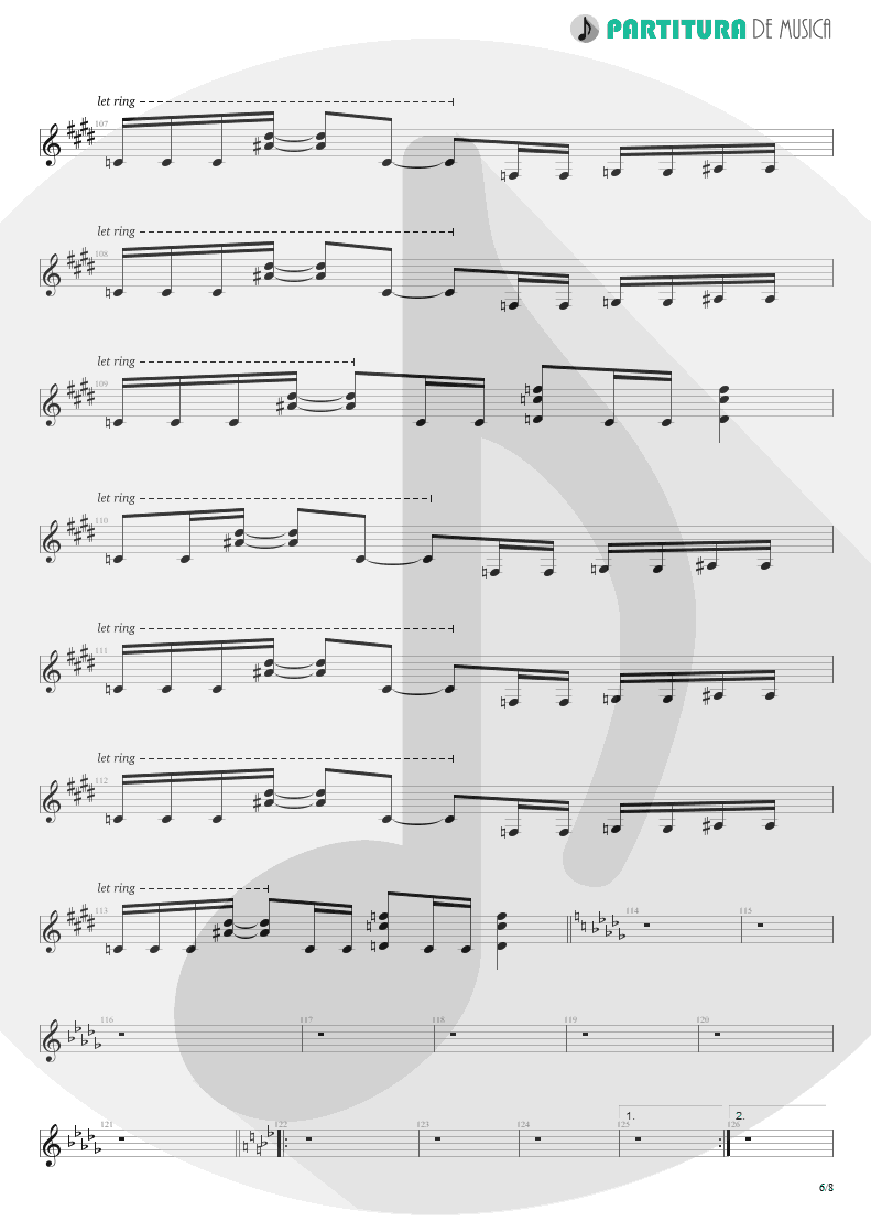 Partitura de musica de Guitarra Elétrica - Damage Control | John Petrucci | Suspended Animation 2005 - pag 6