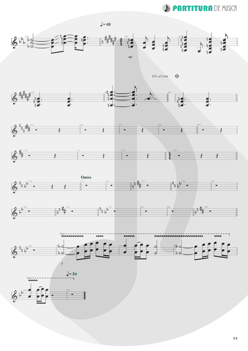 Partitura de musica de Guitarra Elétrica - Damage Control | John Petrucci | Suspended Animation 2005 - pag 8