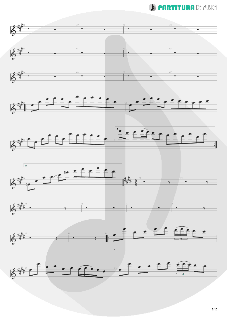 Partitura de musica de Guitarra Elétrica - Glasgow Kiss | John Petrucci | Suspended Animation 2005 - pag 3