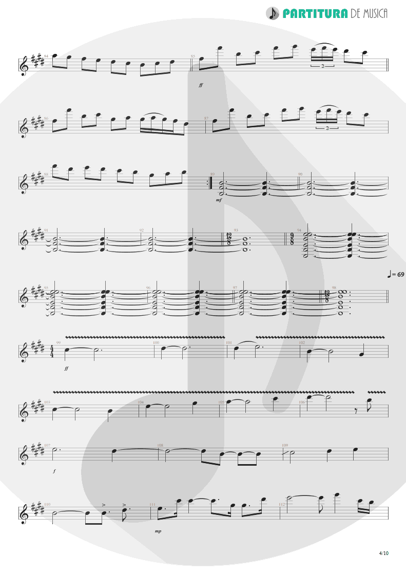 Partitura de musica de Guitarra Elétrica - Glasgow Kiss | John Petrucci | Suspended Animation 2005 - pag 4