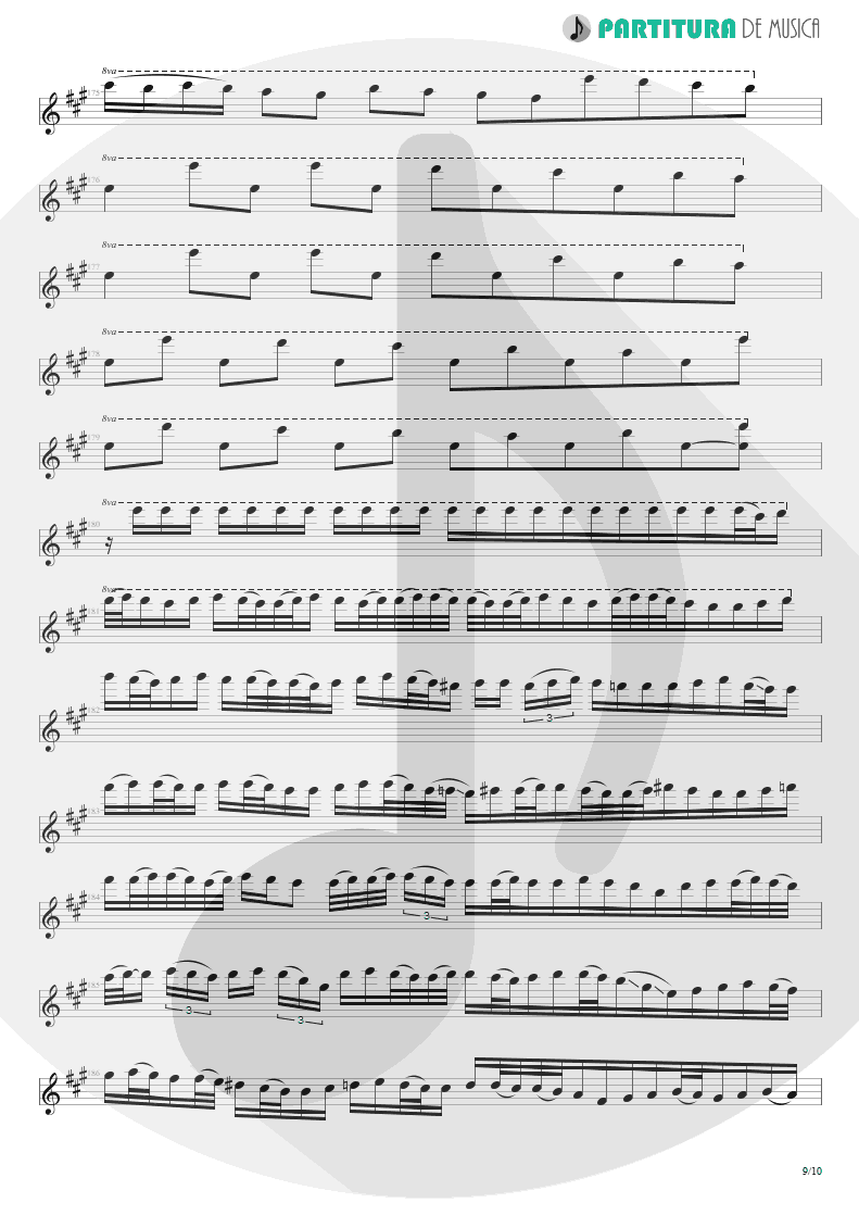 Partitura de musica de Guitarra Elétrica - Glasgow Kiss | John Petrucci | Suspended Animation 2005 - pag 9