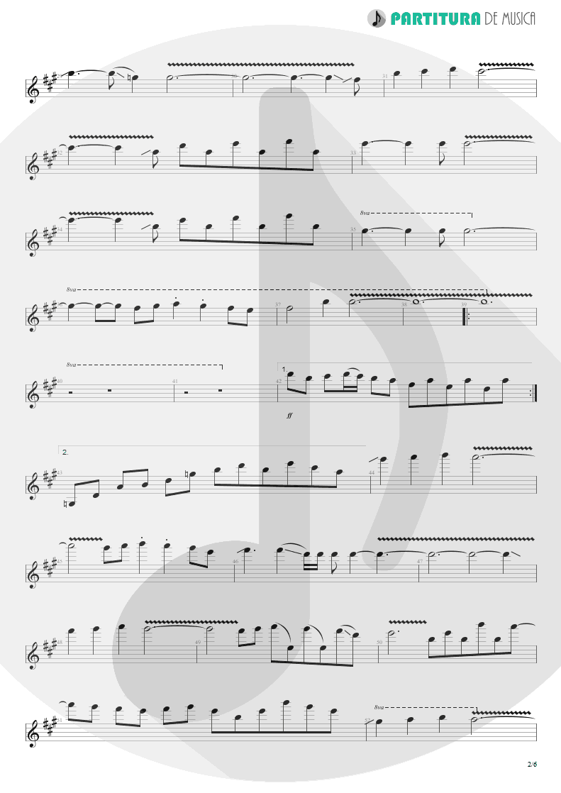 Partitura de musica de Guitarra Elétrica - Glasgow Kiss | John Petrucci | Suspended Animation 2005 - pag 2