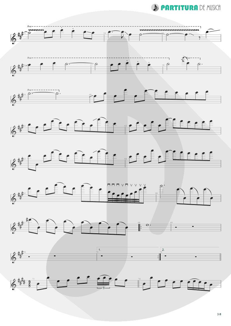 Partitura de musica de Guitarra Elétrica - Glasgow Kiss | John Petrucci | Suspended Animation 2005 - pag 3