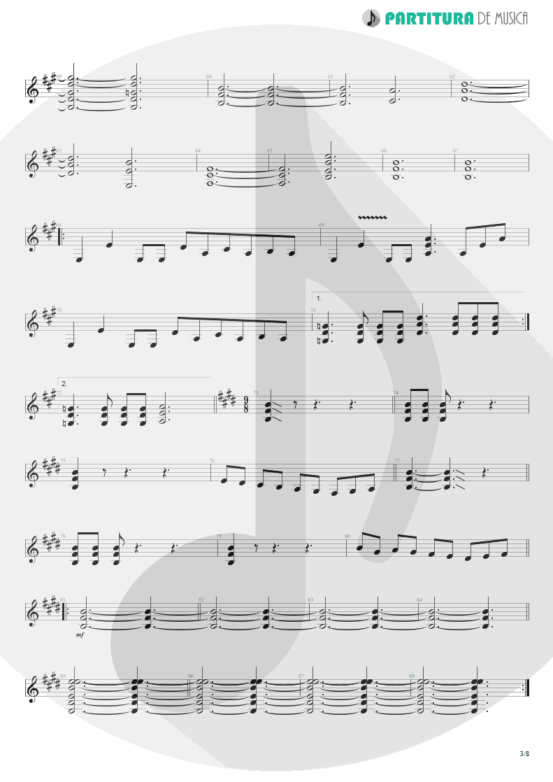 Partitura de musica de Guitarra Elétrica - Glasgow Kiss | John Petrucci | Suspended Animation 2005 - pag 3