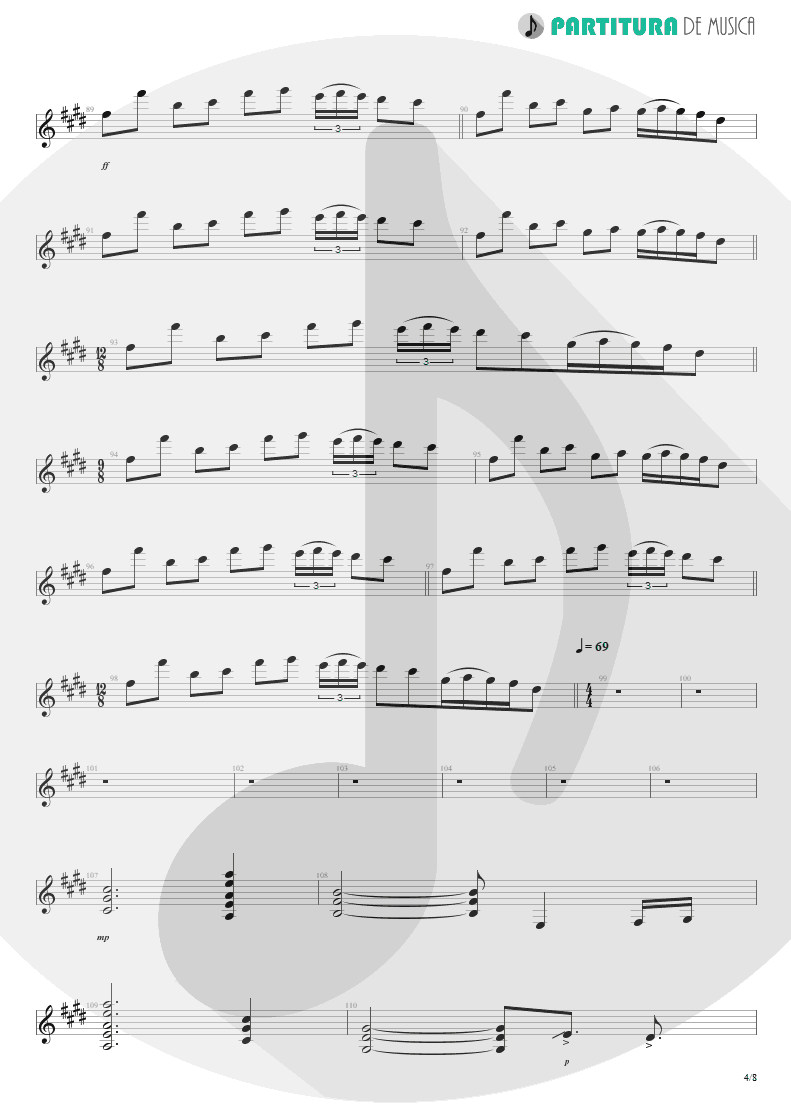 Partitura de musica de Guitarra Elétrica - Glasgow Kiss | John Petrucci | Suspended Animation 2005 - pag 4