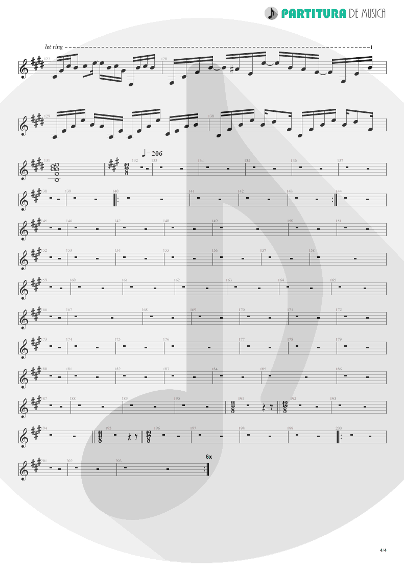 Partitura de musica de Guitarra Elétrica - Glasgow Kiss | John Petrucci | Suspended Animation 2005 - pag 4