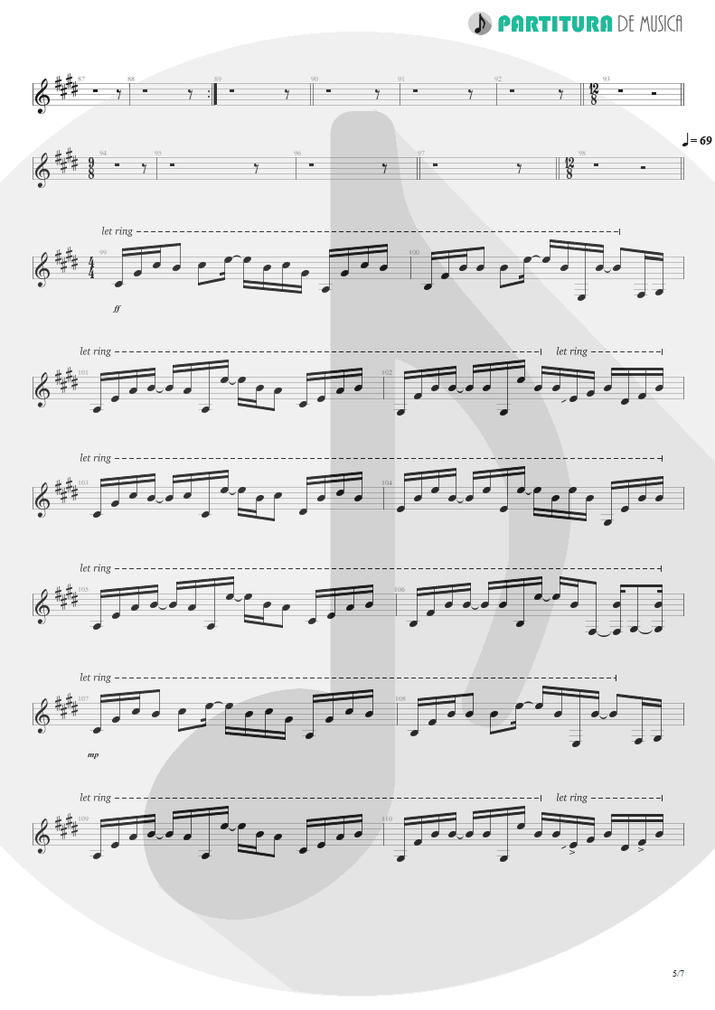 Partitura de musica de Violão - Glasgow Kiss | John Petrucci | Suspended Animation 2005 - pag 5