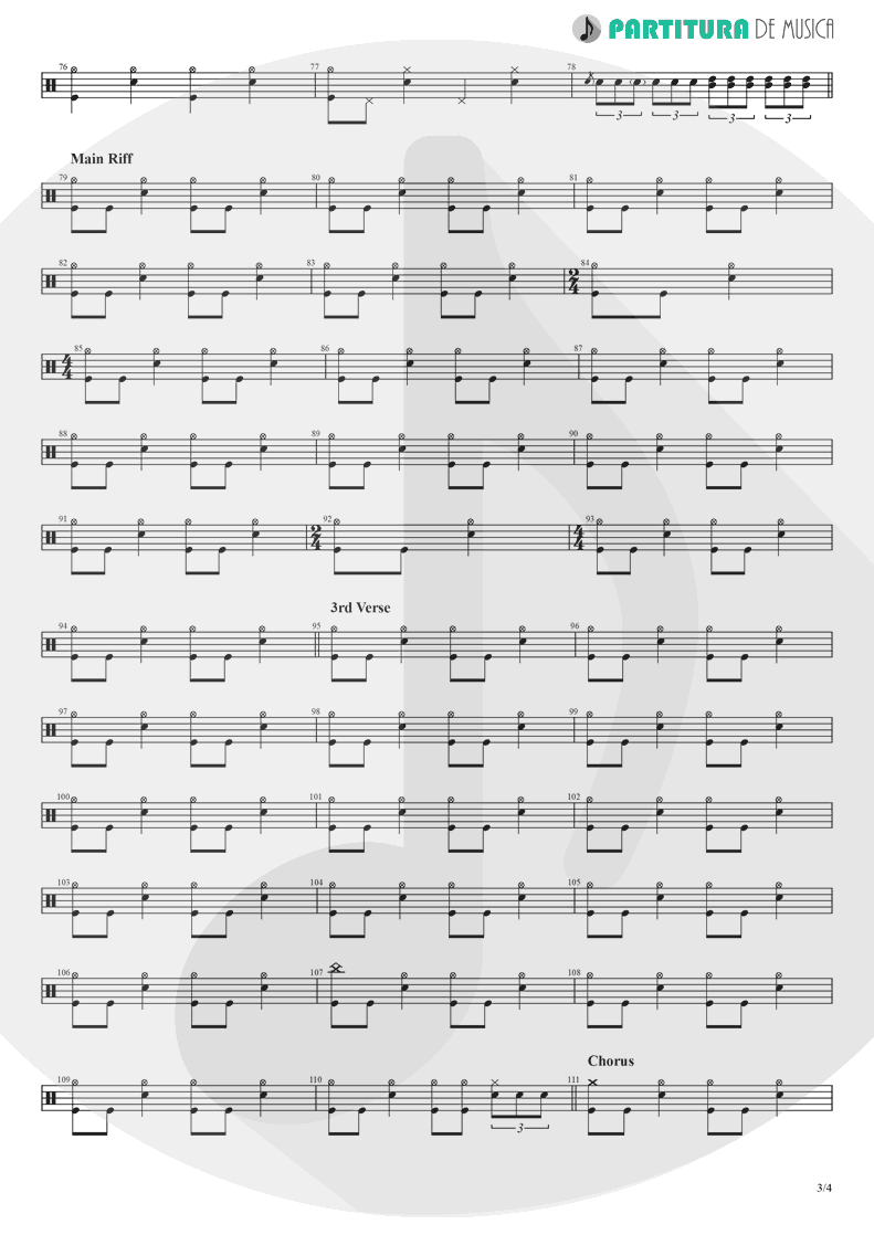 Partitura de musica de Bateria - Skrblík | Kabát | Ma Ji Motorovou 1991 - pag 3