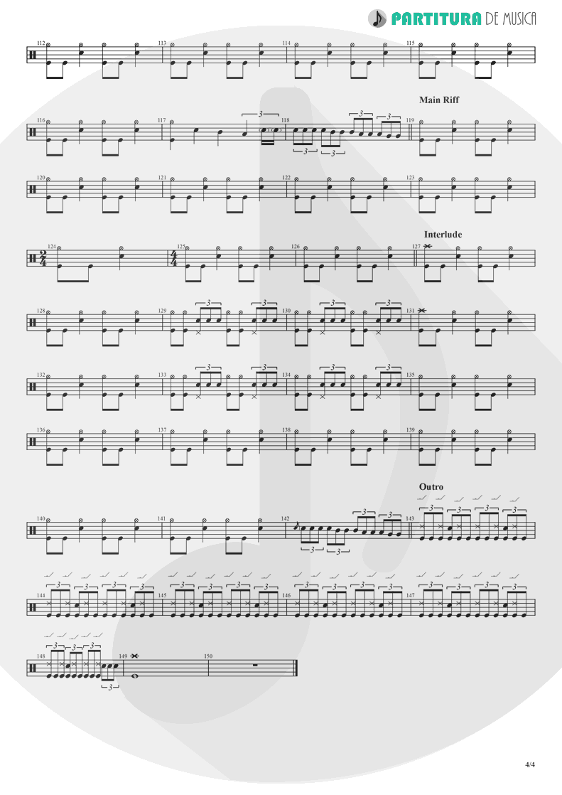 Partitura de musica de Bateria - Skrblík | Kabát | Ma Ji Motorovou 1991 - pag 4