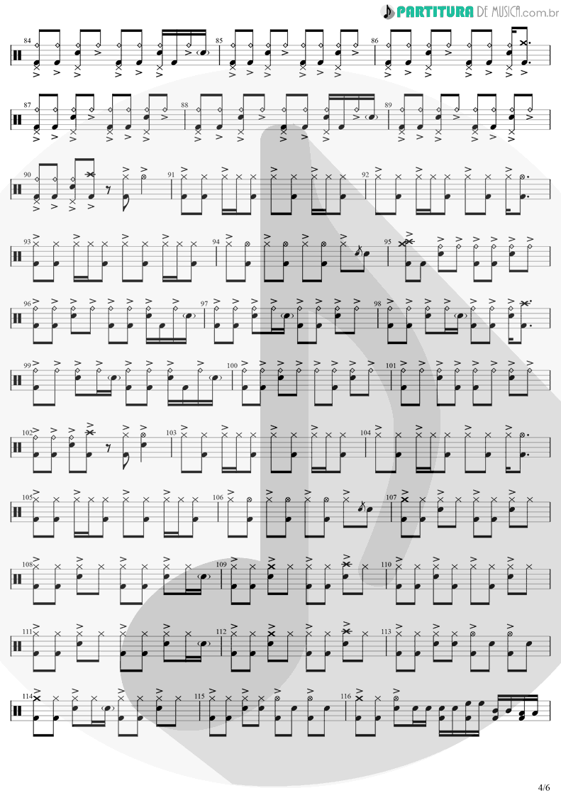 Partitura de musica de Bateria - Carry On Wayward Son | Kansas | Leftoverture 1976 - pag 4