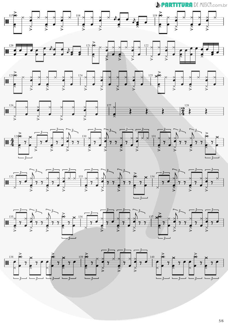 Partitura de musica de Bateria - Carry On Wayward Son | Kansas | Leftoverture 1976 - pag 5