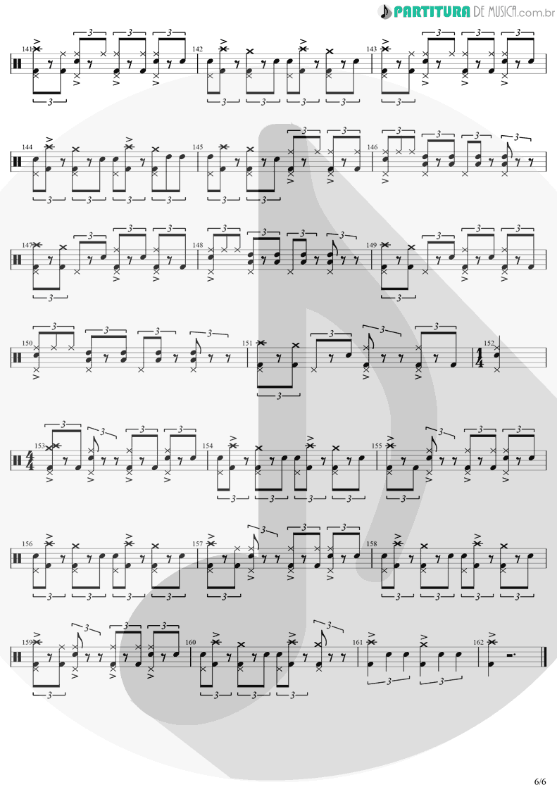 Partitura de musica de Bateria - Carry On Wayward Son | Kansas | Leftoverture 1976 - pag 6