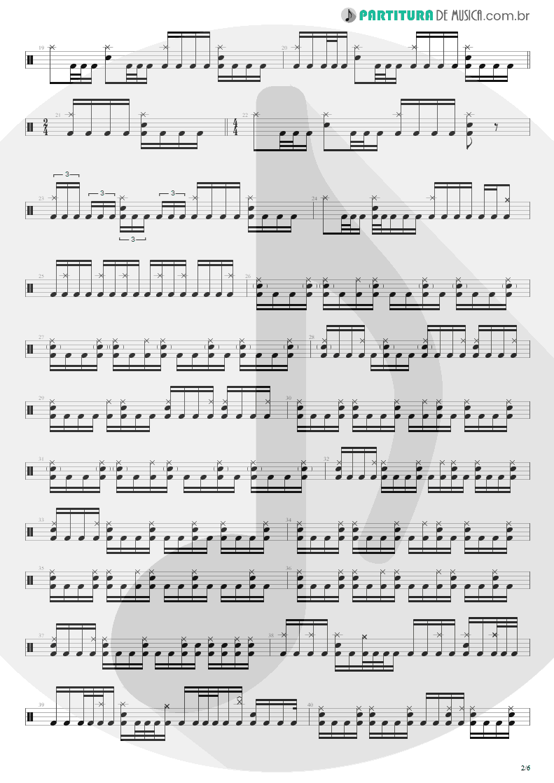 Partitura de musica de Bateria - Enfermo | Kiko Loureiro | No Gravity 2005 - pag 2