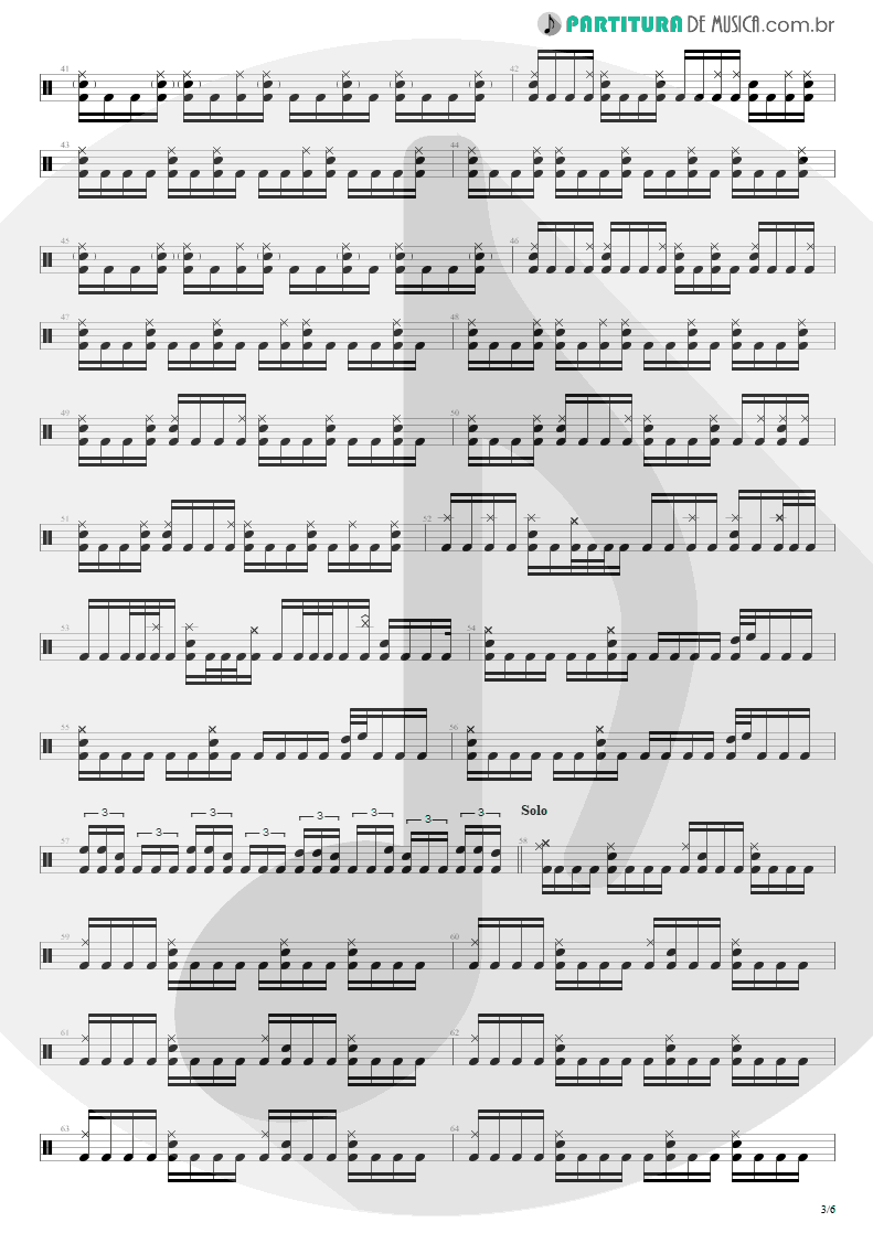 Partitura de musica de Bateria - Enfermo | Kiko Loureiro | No Gravity 2005 - pag 3