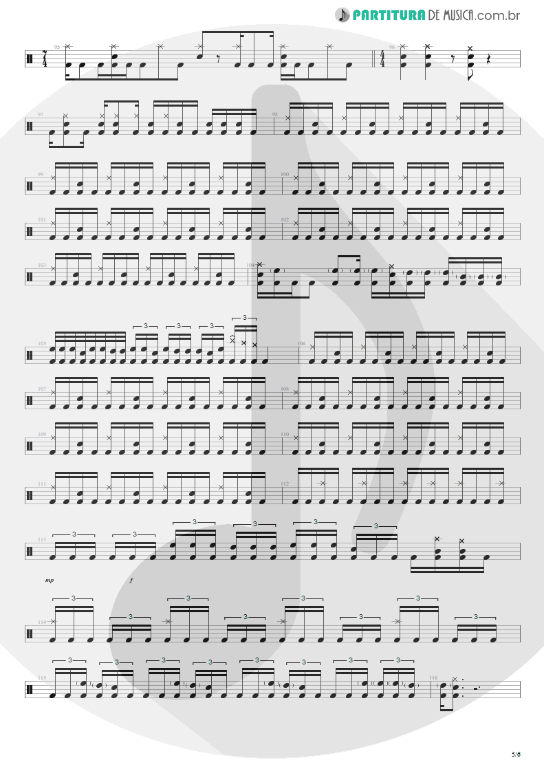 Partitura de musica de Bateria - Enfermo | Kiko Loureiro | No Gravity 2005 - pag 5