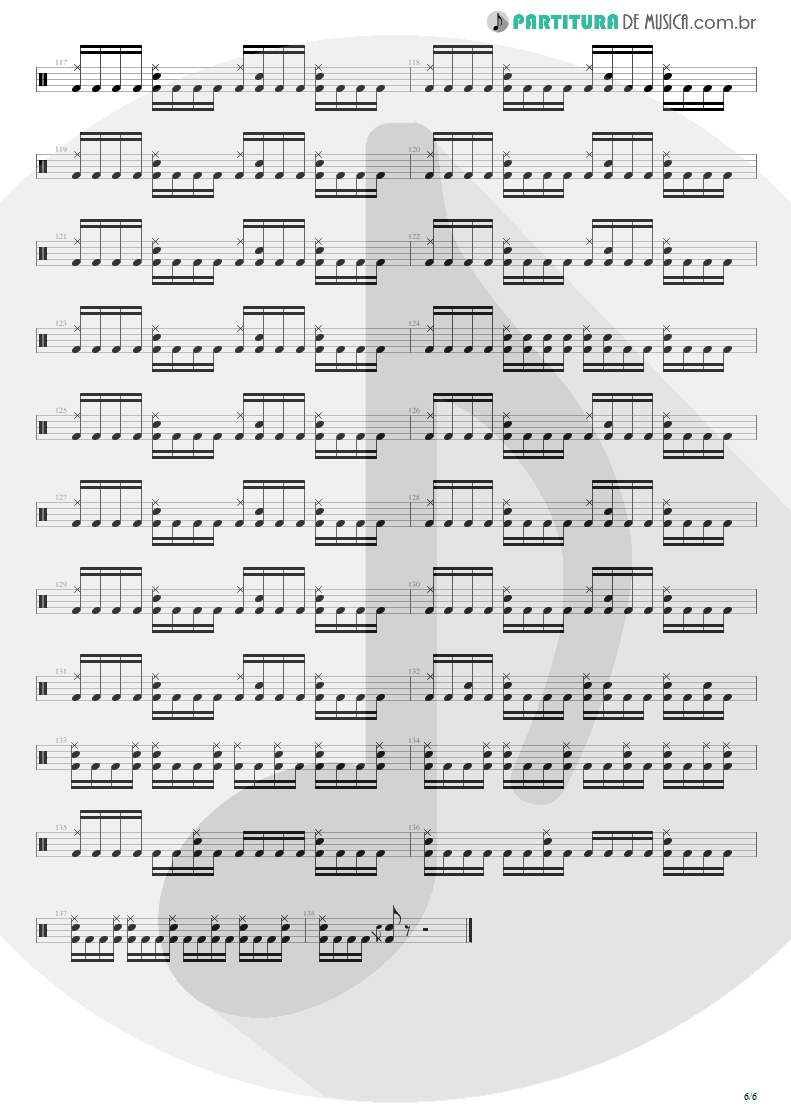 Partitura de musica de Bateria - Enfermo | Kiko Loureiro | No Gravity 2005 - pag 6