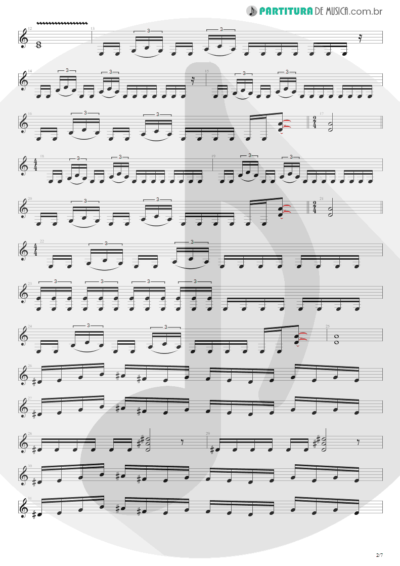 Partitura de musica de Guitarra Elétrica - Enfermo | Kiko Loureiro | No Gravity 2005 - pag 2