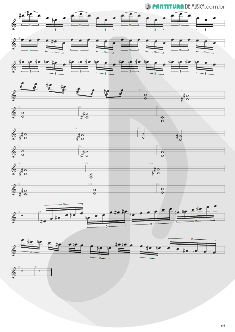 Partitura de musica de Guitarra Elétrica - Enfermo | Kiko Loureiro | No Gravity 2005 - pag 6