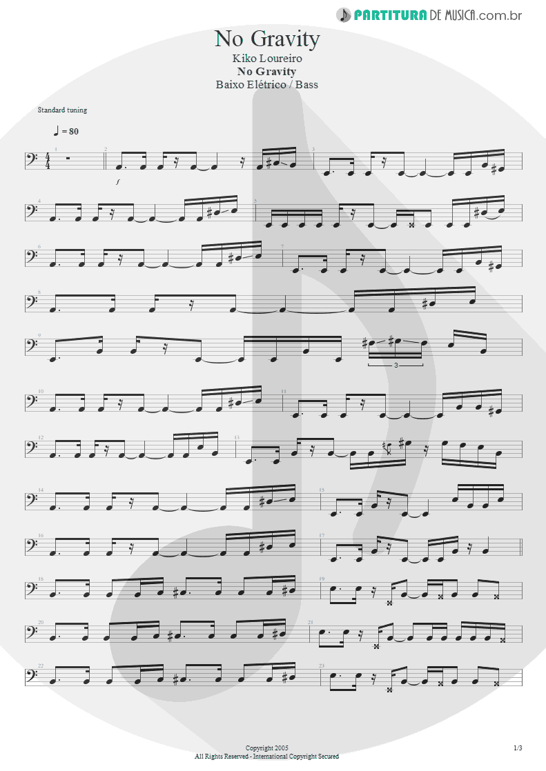 Partitura de musica de Baixo Elétrico - No Gravity | Kiko Loureiro | No Gravity 2005 - pag 1