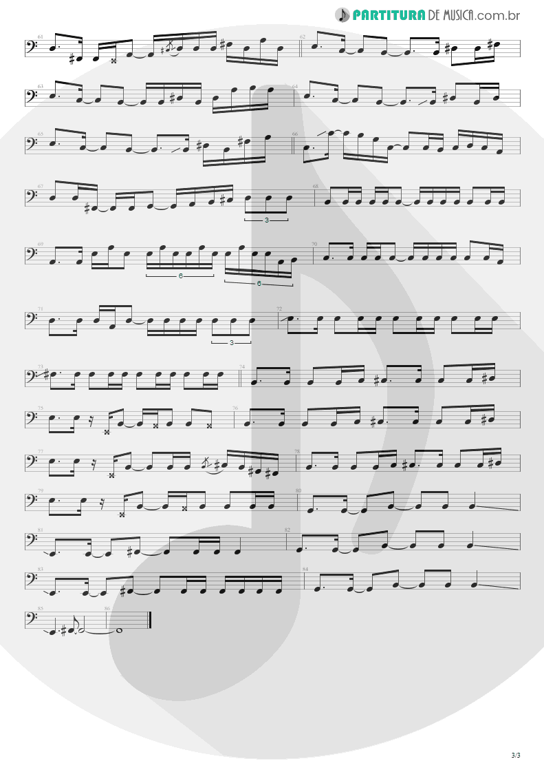 Partitura de musica de Baixo Elétrico - No Gravity | Kiko Loureiro | No Gravity 2005 - pag 3