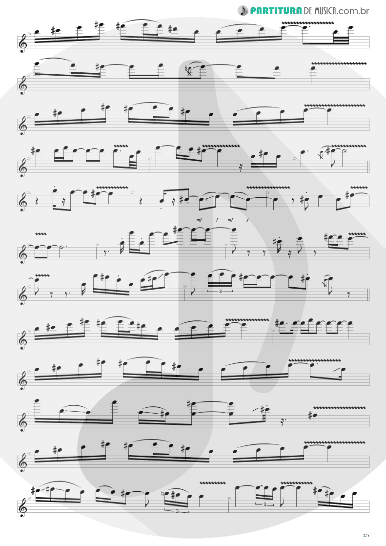 Partitura de musica de Guitarra Elétrica - No Gravity | Kiko Loureiro | No Gravity 2005 - pag 2