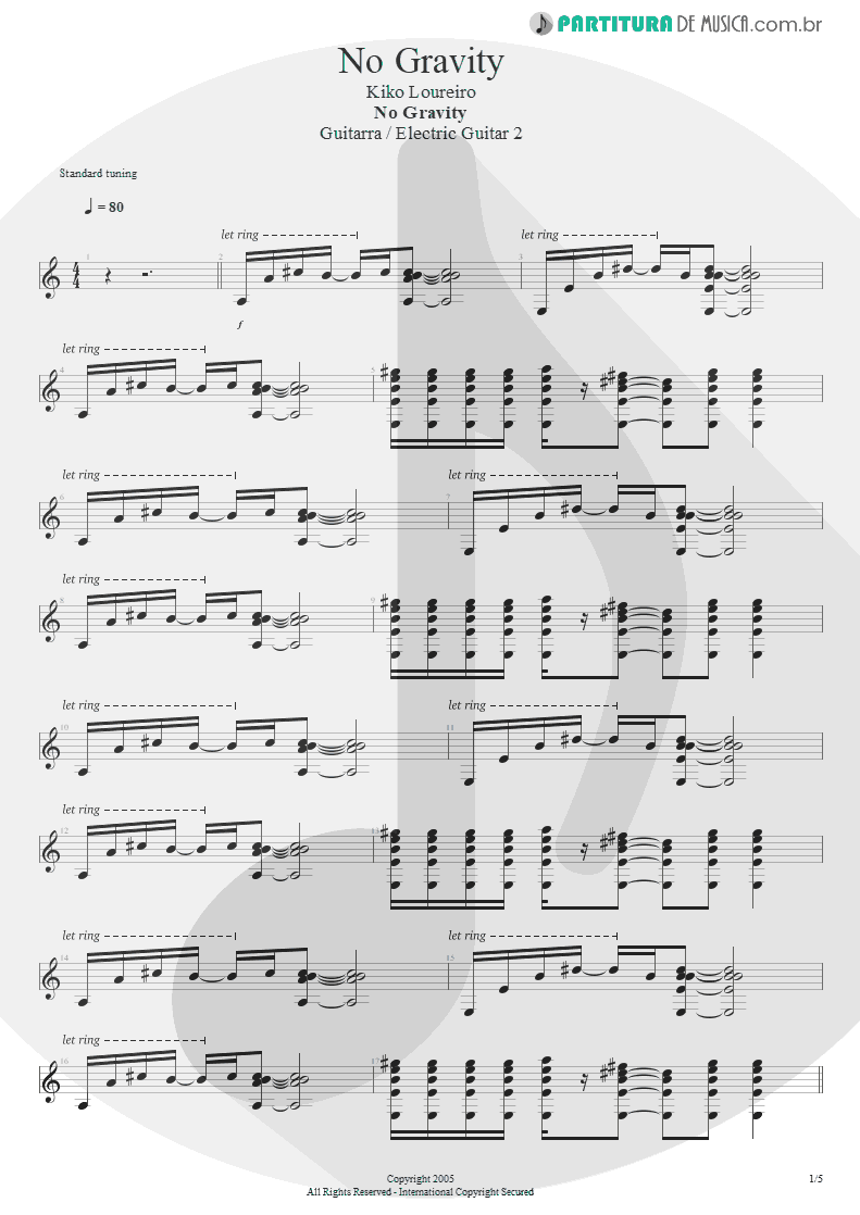 Partitura de musica de Guitarra Elétrica - No Gravity | Kiko Loureiro | No Gravity 2005 - pag 1