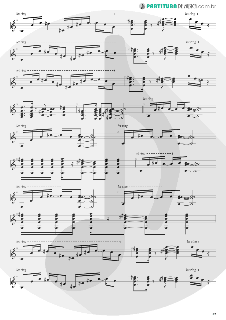 Partitura de musica de Guitarra Elétrica - No Gravity | Kiko Loureiro | No Gravity 2005 - pag 2