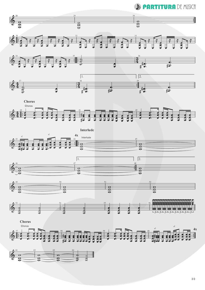 Partitura de musica de Guitarra Elétrica - Circle | Lacuna Coil | In A Reverie 1999 - pag 2