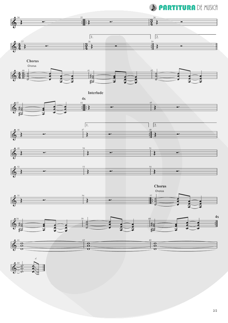 Partitura de musica de Guitarra Elétrica - Circle | Lacuna Coil | In A Reverie 1999 - pag 2