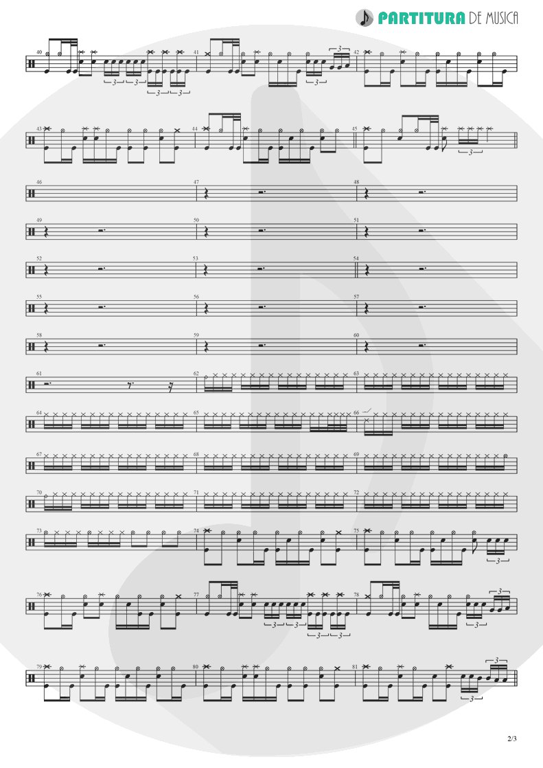 Partitura de musica de Bateria - Falling Again | Lacuna Coil | In A Reverie 1999 - pag 2