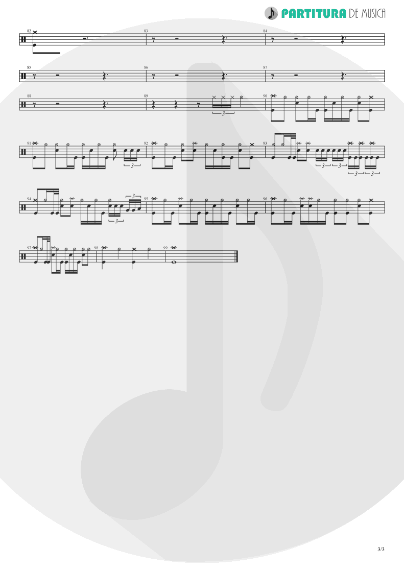 Partitura de musica de Bateria - Falling Again | Lacuna Coil | In A Reverie 1999 - pag 3