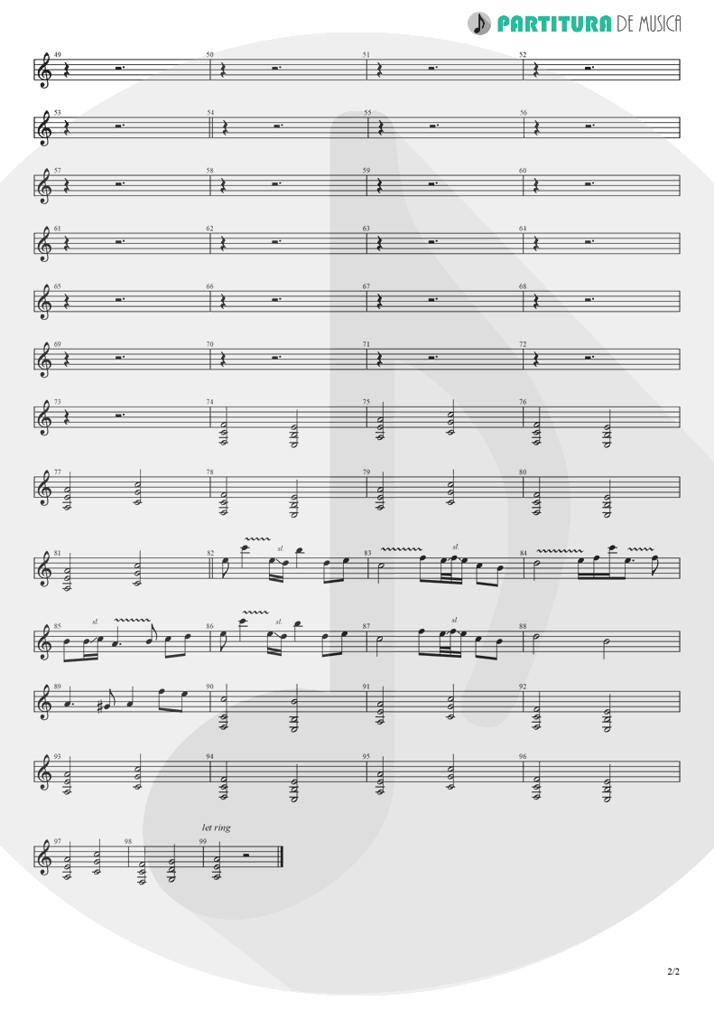 Partitura de musica de Guitarra Elétrica - Falling Again | Lacuna Coil | In A Reverie 1999 - pag 2