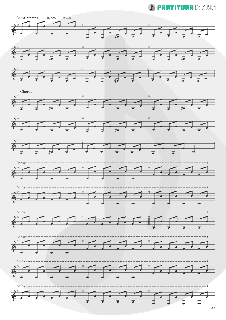 Partitura de musica de Violão - Falling Again | Lacuna Coil | In A Reverie 1999 - pag 2