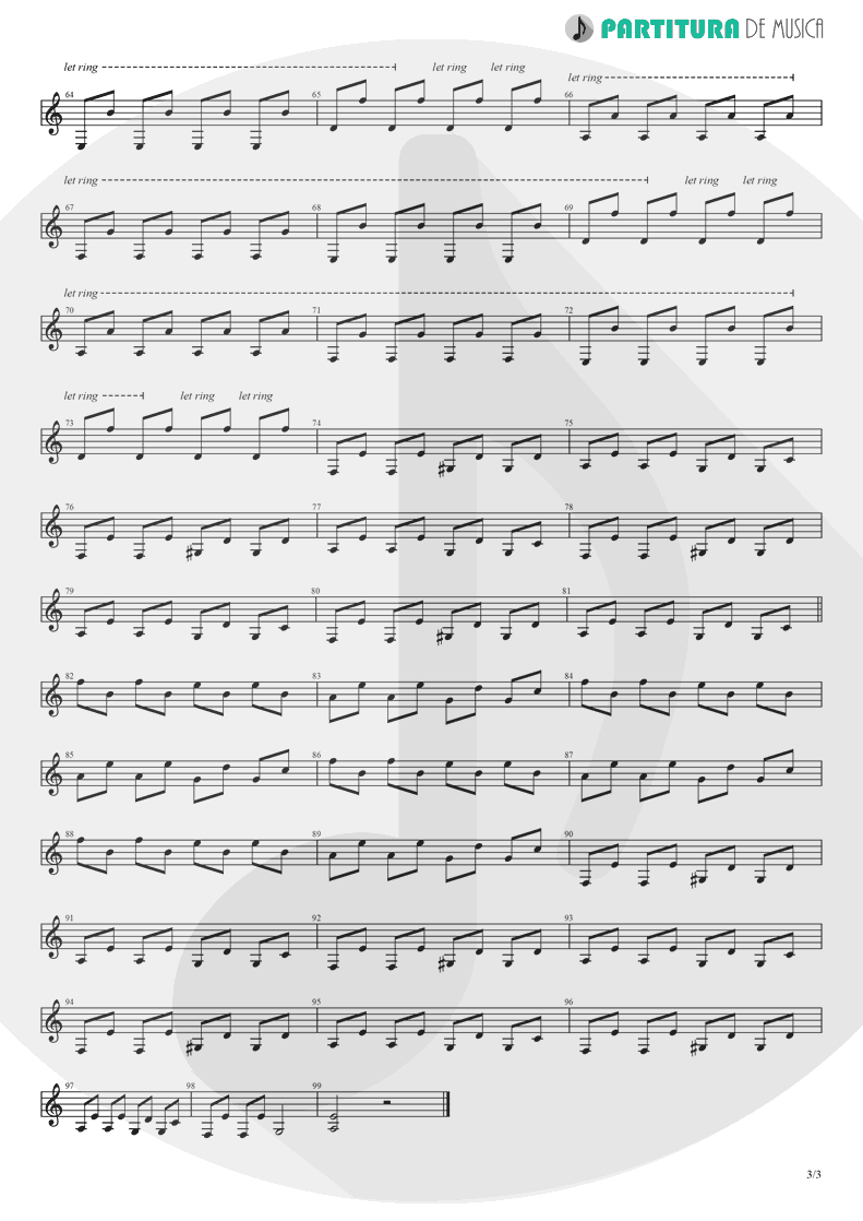 Partitura de musica de Violão - Falling Again | Lacuna Coil | In A Reverie 1999 - pag 3