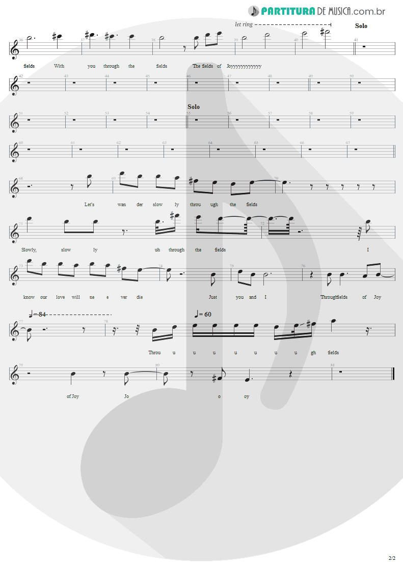 Partitura de musica de Canto - Fields Of Joy | Lenny Kravitz | Mama Said 1991 - pag 2