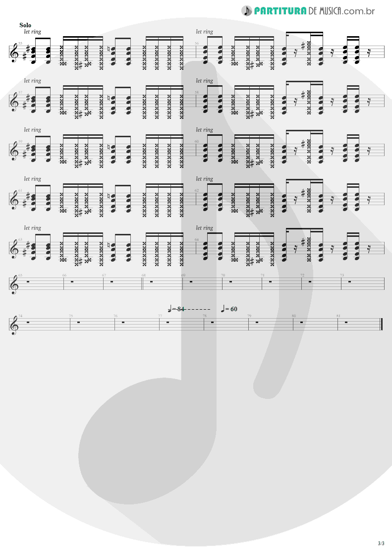 Partitura de musica de Guitarra Elétrica - Fields Of Joy | Lenny Kravitz | Mama Said 1991 - pag 3