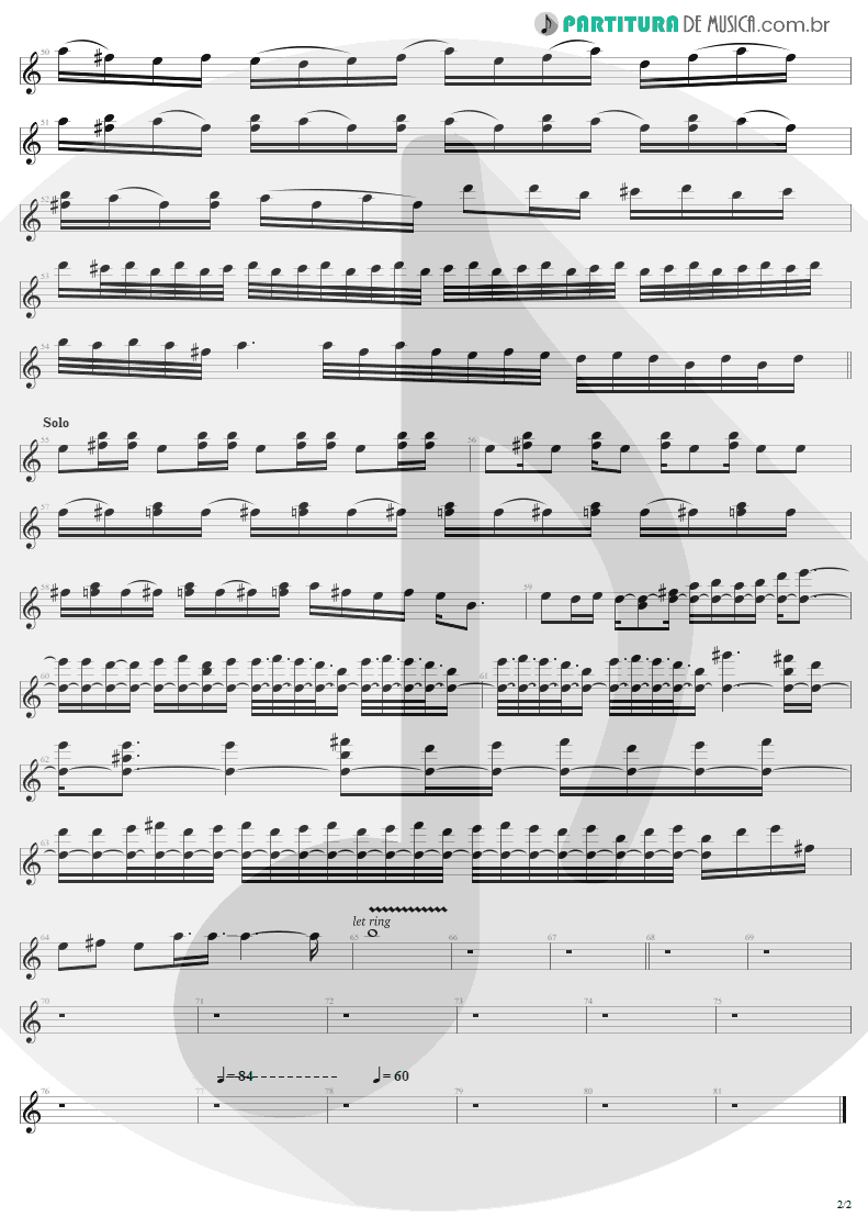 Partitura de musica de Guitarra Elétrica - Fields Of Joy | Lenny Kravitz | Mama Said 1991 - pag 2