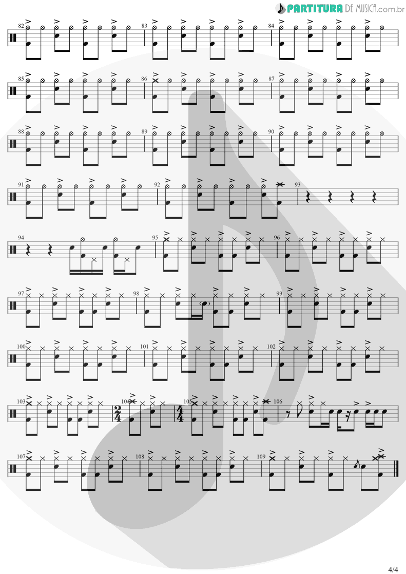 Partitura de musica de Bateria - Are You Gonna Go My Way | Lenny Kravitz | Are You Gonna Go My Way 1993 - pag 4