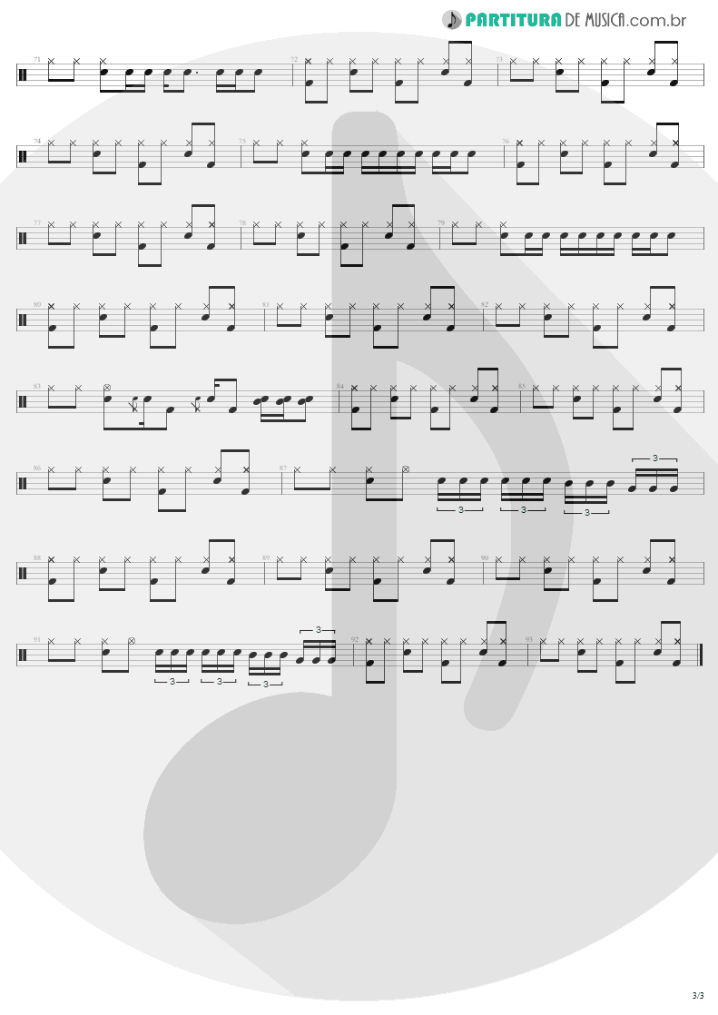 Partitura de musica de Bateria - Believe | Lenny Kravitz | Are You Gonna Go My Way 1993 - pag 3