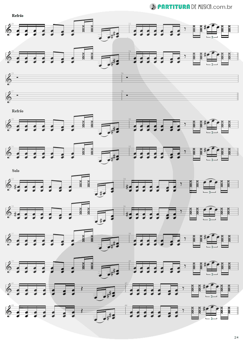 Partitura de musica de Guitarra Elétrica - American Woman | Lenny Kravitz | 5 1998 - pag 2