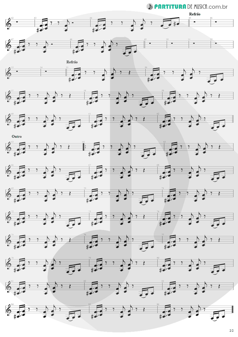 Partitura de musica de Guitarra Elétrica - American Woman | Lenny Kravitz | 5 1998 - pag 2