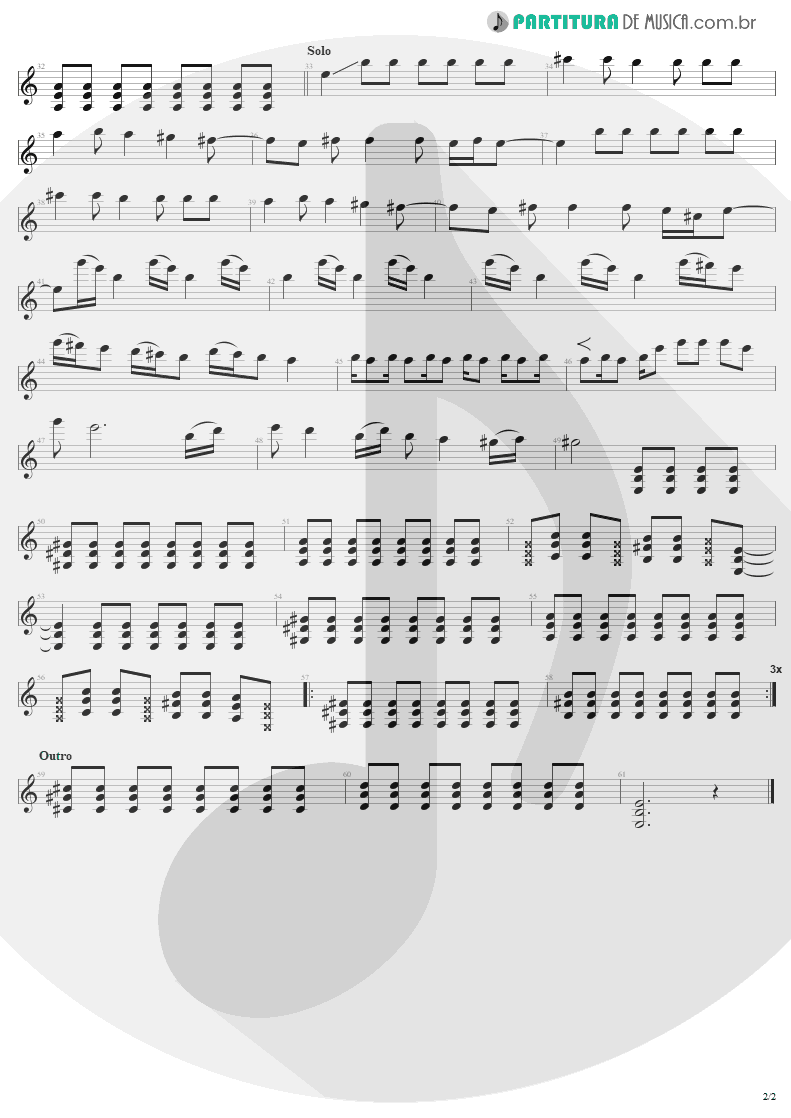 Partitura de musica de Guitarra Elétrica - California | Lenny Kravitz | Baptism 2004 - pag 2