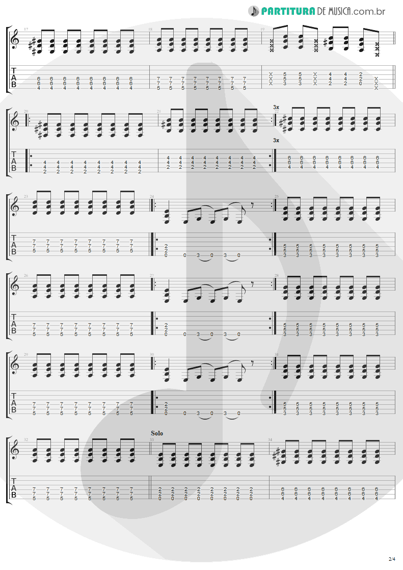 Tablatura + Partitura de musica de Guitarra Elétrica - California | Lenny Kravitz | Baptism 2004 - pag 2