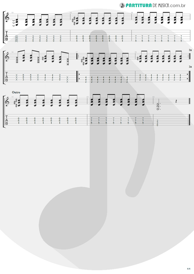 Tablatura + Partitura de musica de Guitarra Elétrica - California | Lenny Kravitz | Baptism 2004 - pag 4