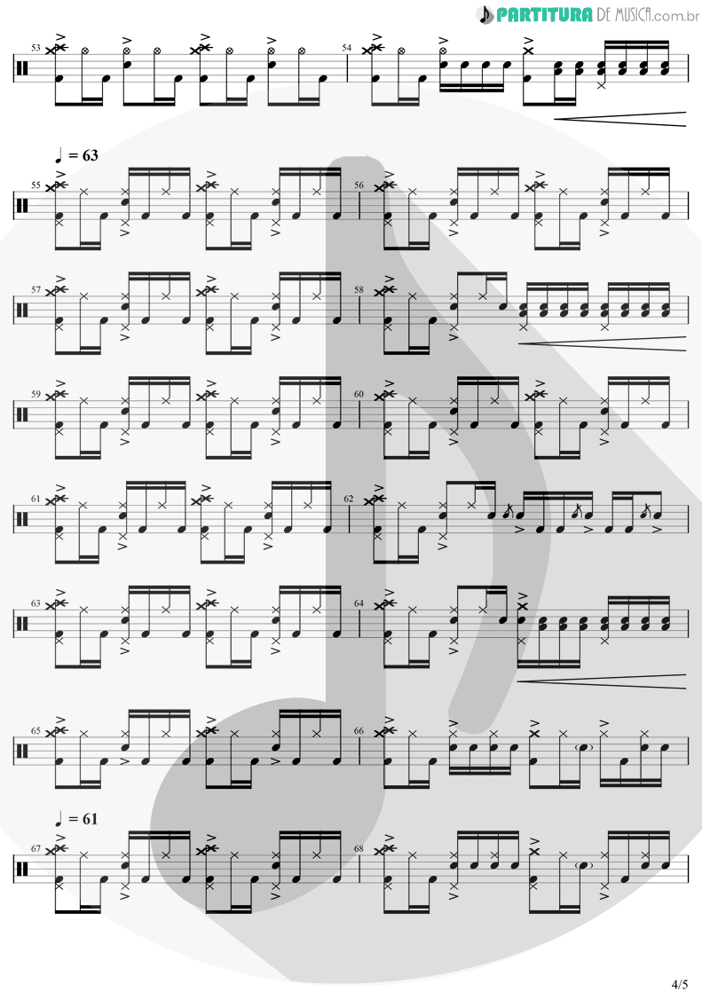 Partitura de musica de Bateria - Simple Man | Lynyrd Skynyrd | (Pronounced 'Leh-'nérd 'Skin-'nérd) 1973 - pag 4