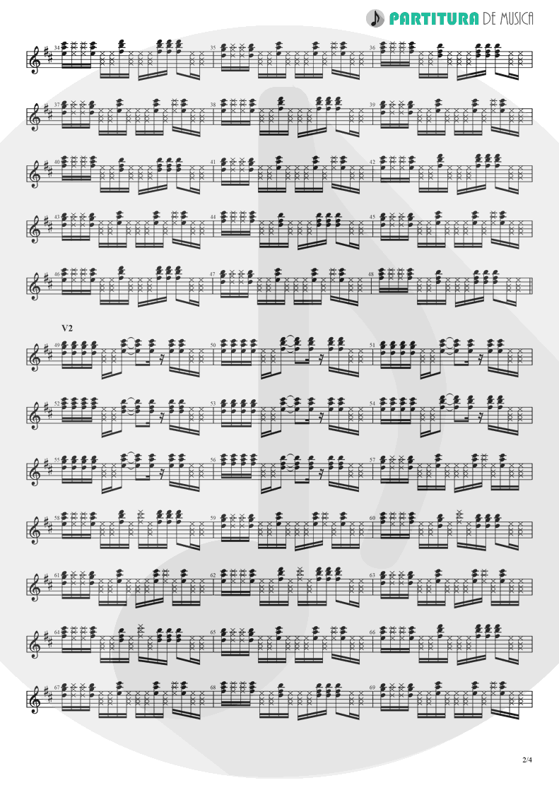 Partitura de musica de Guitarra Elétrica - Holiday | Madonna | Madonna 1983 - pag 2