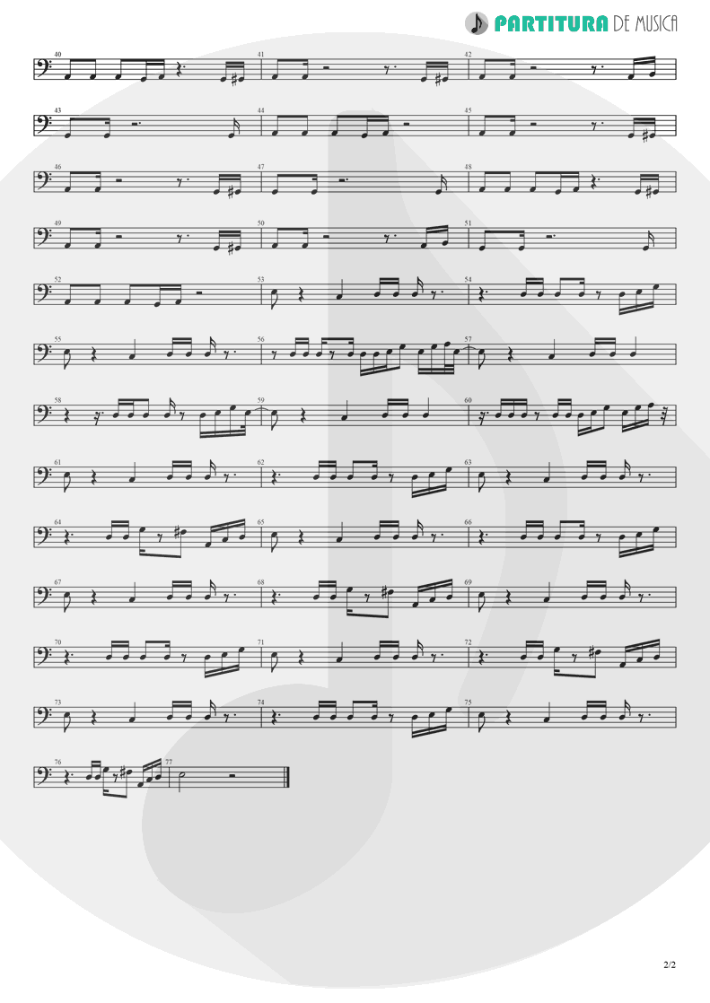 Partitura de musica de Baixo Elétrico - Lucky Star | Madonna | Madonna 1983 - pag 2