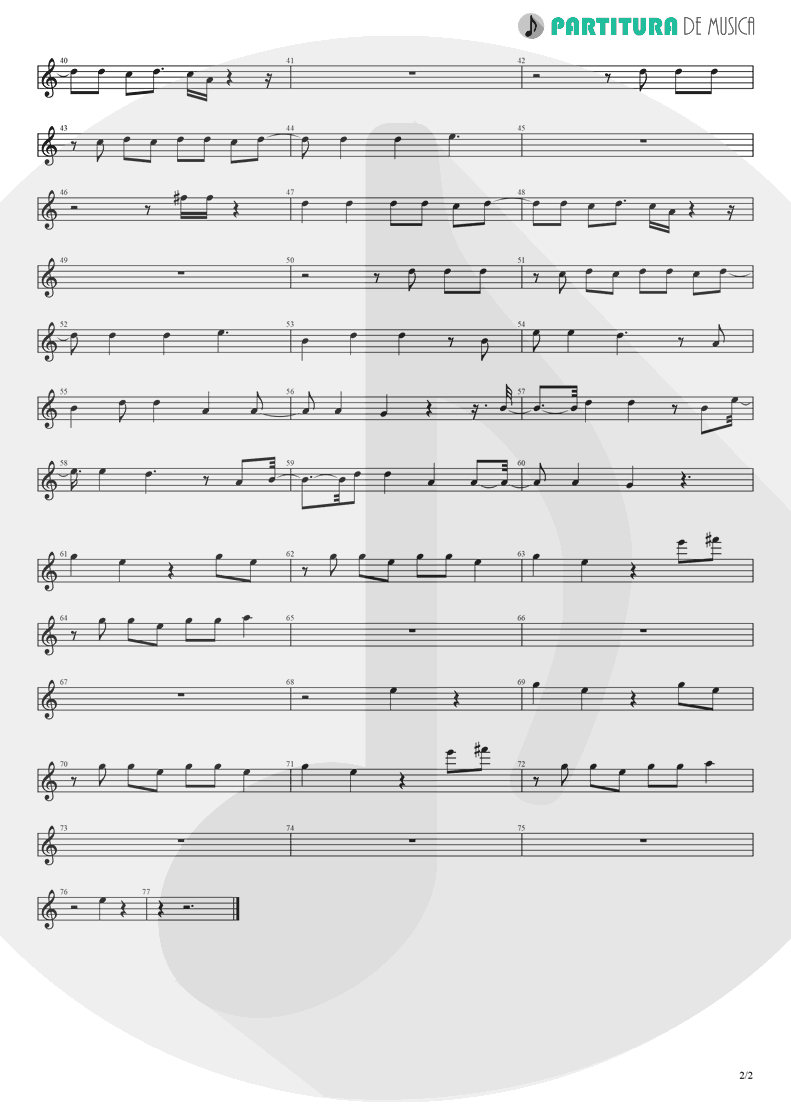 Partitura de musica de Guitarra Elétrica - Lucky Star | Madonna | Madonna 1983 - pag 2